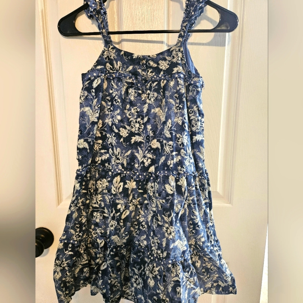 Gap Kids Blue Floral Tiered Dress Size Small